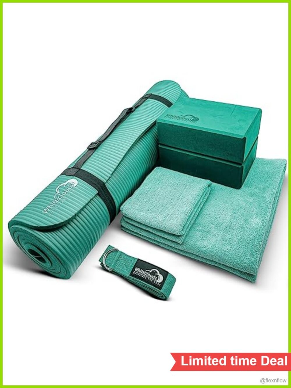 10mm TPE Yoga Mat Set 7-Piece with Blocks, Strap, Towels, Carrying Bag for Home